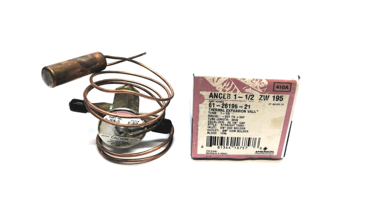 Emerson 3/8" ODF INLET 3/8" ODM Outlet Thermal Expansion Valve 61-26196-21 NOS
