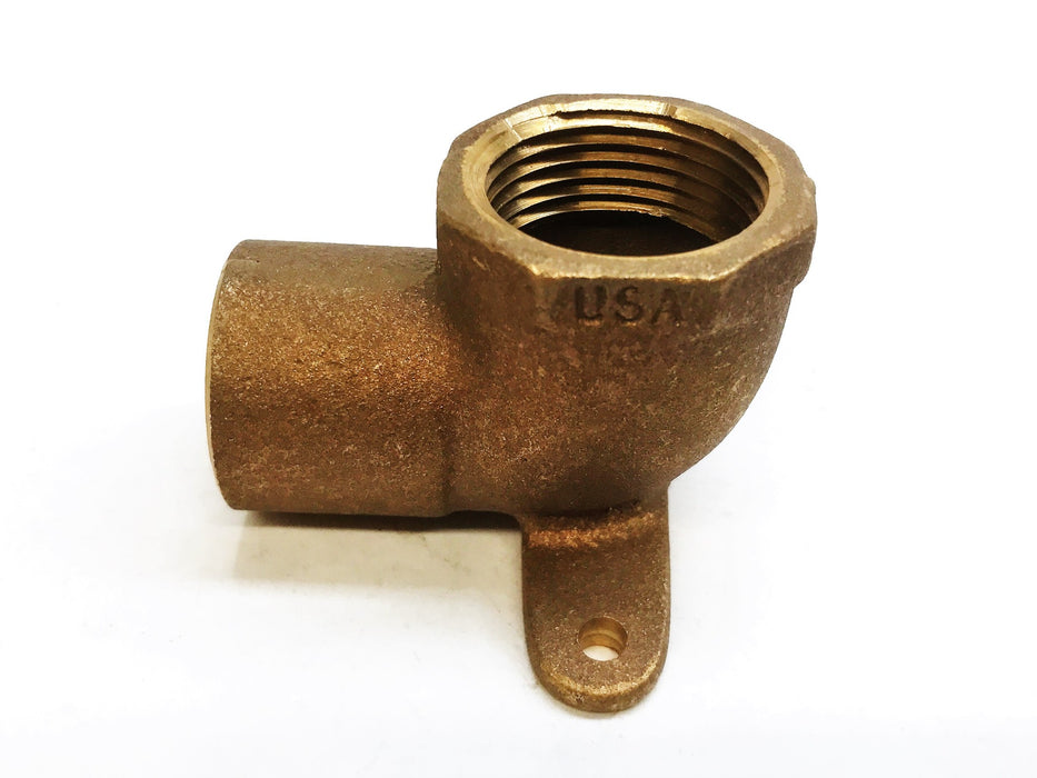 Lee/Nibco 1" Female Pent x 1" Sweat 90 Degree Brass Drop Ear Elbow NOS