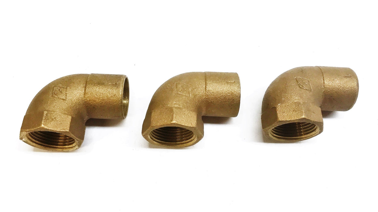 FF 1" Female Pent  x 1" Sweat 90 Degree Brass Elbow [Lot of 3] NOS