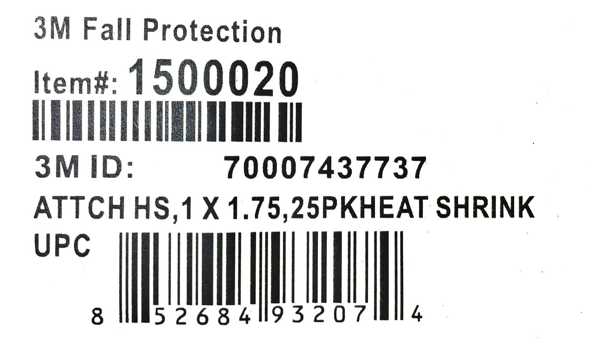 3M Protección contra caídas Paquete termorretráctil de 1 "X 1,75" 1500020 (25 piezas) NOS