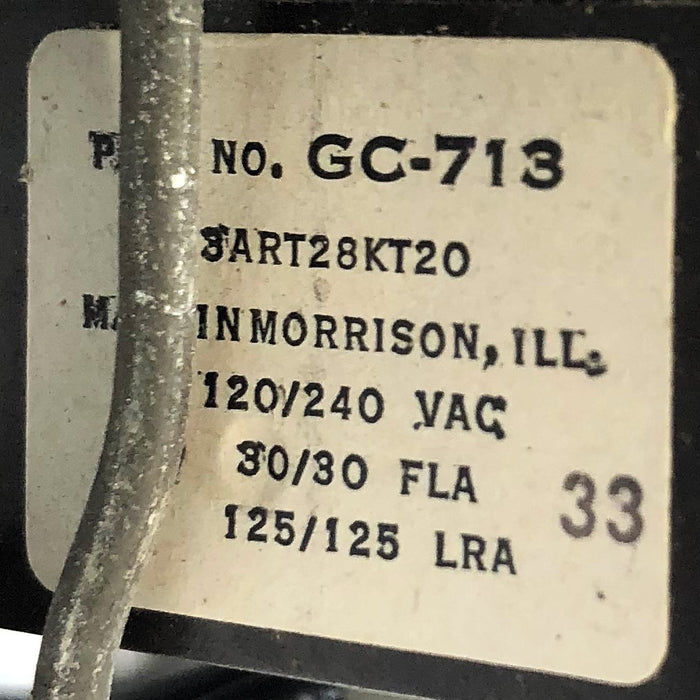 Gemline 120/240 VAC Cold Control GC-713 NOS