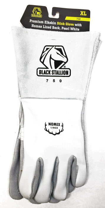 Black Stallion XL Pearl White Premium Elkskin Glove w/Nomex Lined Back 750 NOS