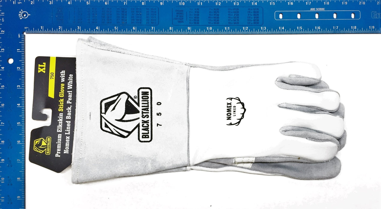 Black Stallion XL Pearl White Premium Elkskin Glove w/Nomex Lined Back 750 NOS