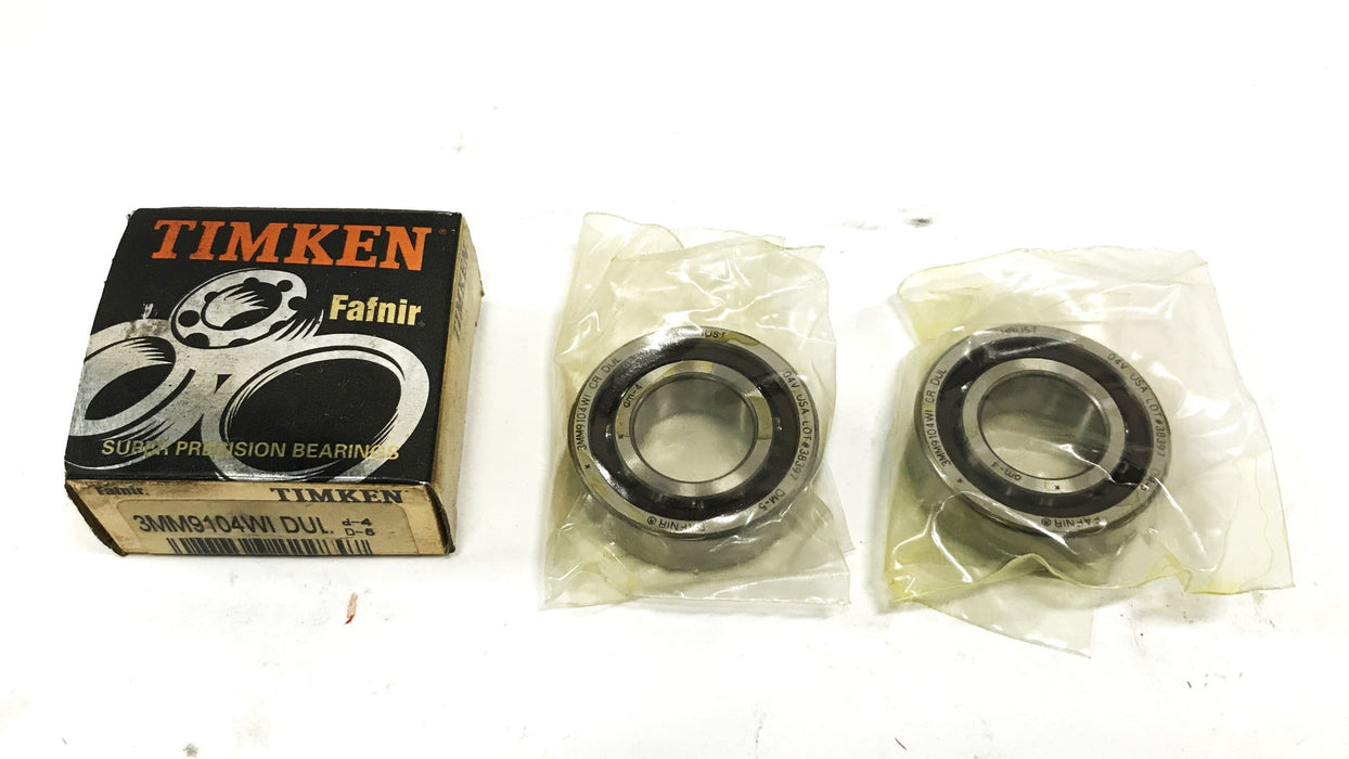 Timken/Fafnir Angular Contact Bearing Set 3MM9104WIDUL NOS