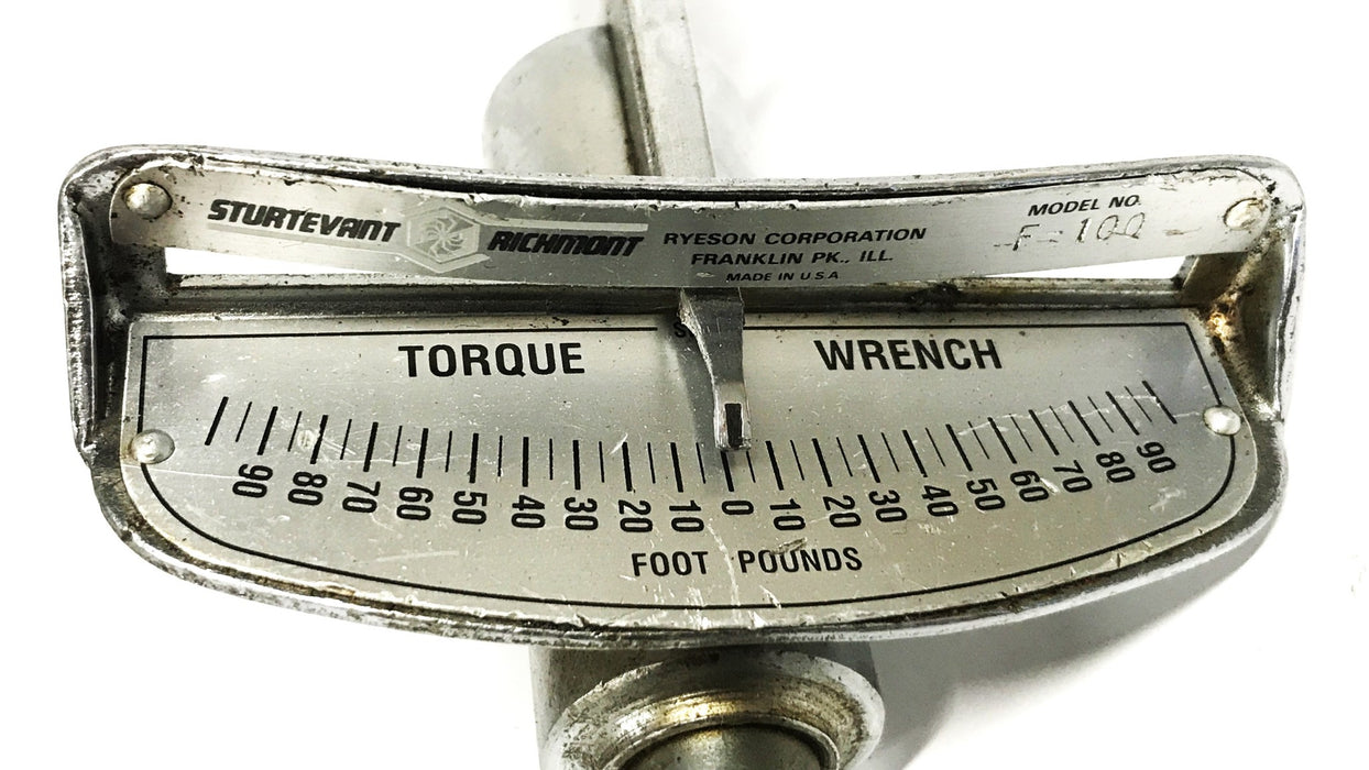 Sturtevant 1/2 inch Drive Flat Beam Memory Torque Wrench F-100 USED