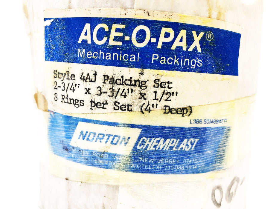 Ace-O-Pax Chemplast 2-3/4X3-3/4X1-2 Inch Mechanical Packing Seals Style 4AJ NOS