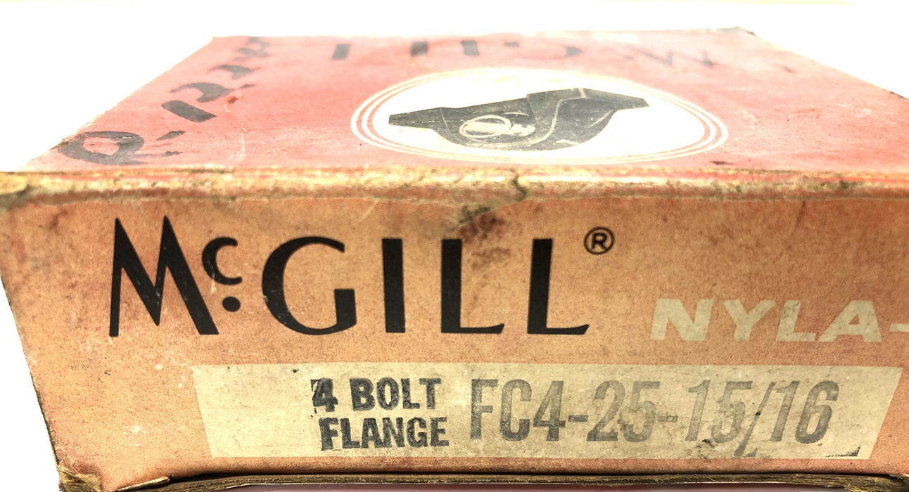 McGill 4-Bolt Flange Mount Ball Bearing Housing And Insert FC4-25-15/16 NOS