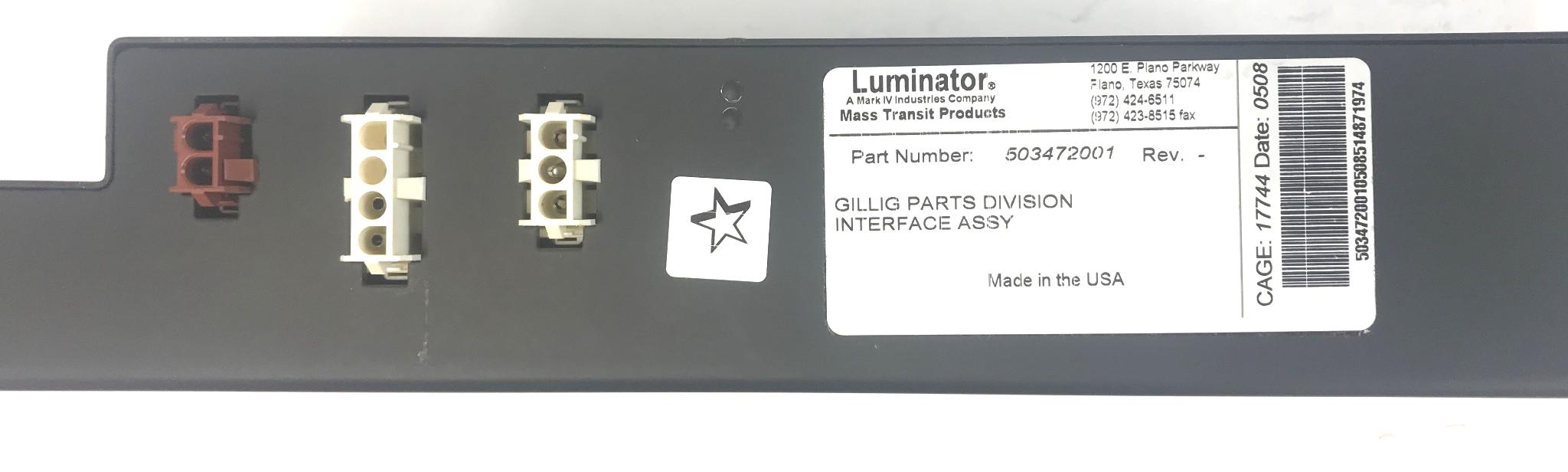 Luminator Mass Transit Interface Assembly Cage: 17744 PN 503472001 NOS