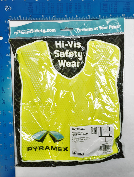 Pyramex XL Neon Yellow Lime Reflective Mesh Safety Vest RVZ2110XL [Lot of 2] NOS