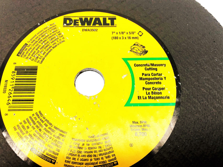 DeWalt 7X1/8X5/8 Inch Concrete/Masonry Cutting Wheel DWA3502 [Lot of 3] NOS
