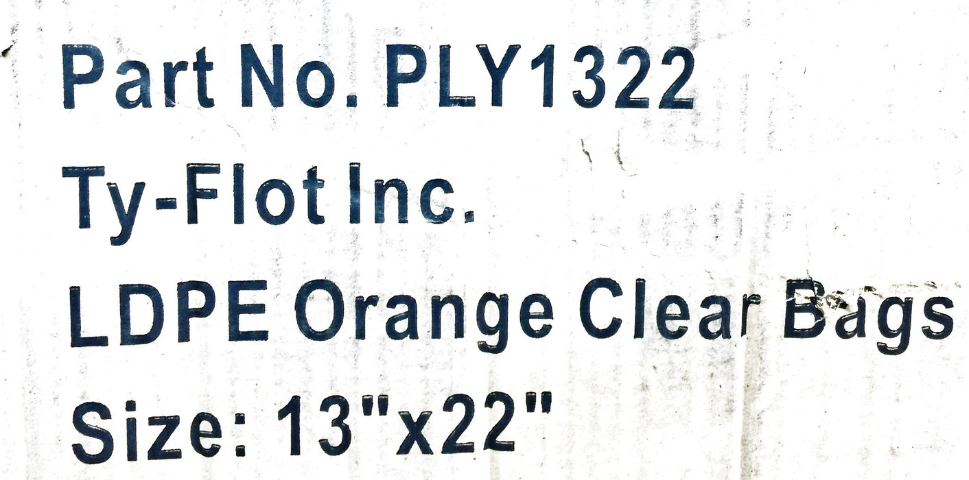 Ty-Flot 13" x 22" Polyethylene Orange Tinted Zip Lock Bag PLY1322 (400Pcs) NOS
