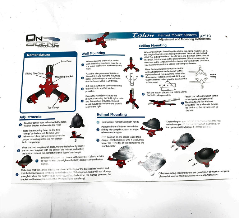 On Scene Solutions OSS "Talon" Helmet Mount System 92510 NOS