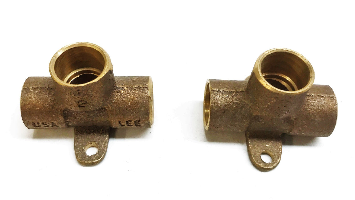 Lee 1/2" Sweat x 1/2" Sweat x 1/2" Sweat Bronze Drop Ear Tee [Lot of 2] NOS