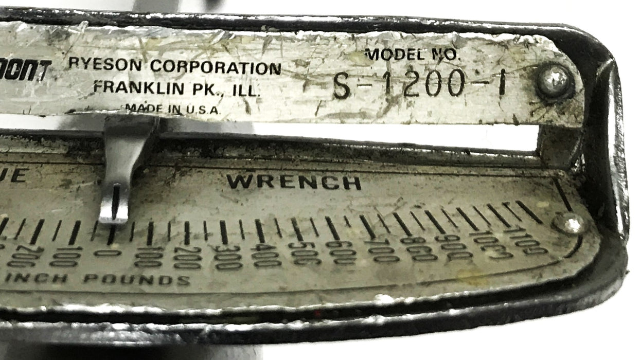 Sturtevant 1/2 inch Drive Flat Beam Torque Wrench S-1200-1 USED