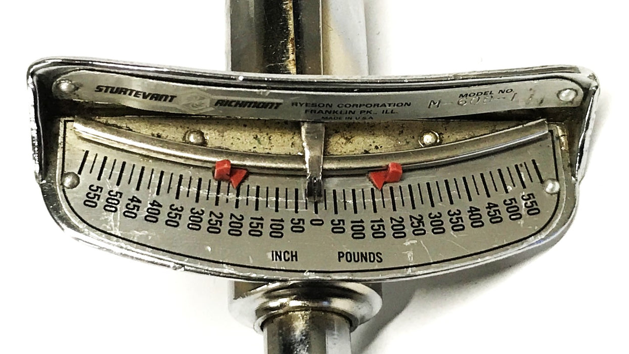 Sturtevant 1/2 inch Drive Flat Beam Torque Wrench M-600-1 USED