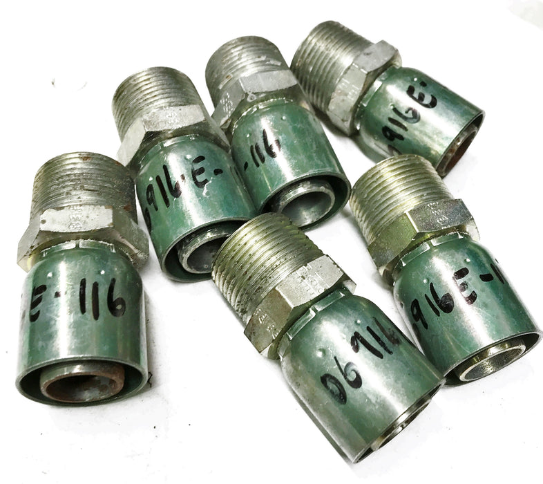 Eaton "E Series" Hydraulic Crimp Fitting 06916E-116 [Lot of 6] NOS