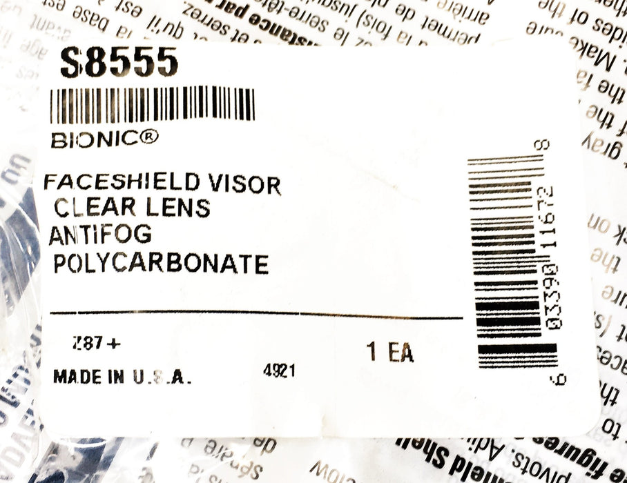 Honeywell UVEX Bionic Face Shield Visor Clear Blue Lens S8555 NOS