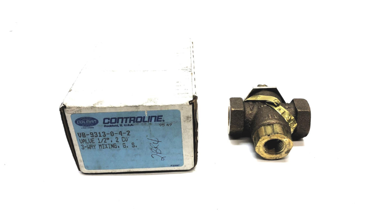 Barber Colman Controline 1/2" 3-Way 2 CV Mixing Valve VB-9313-0-4-2 (9549) NOS