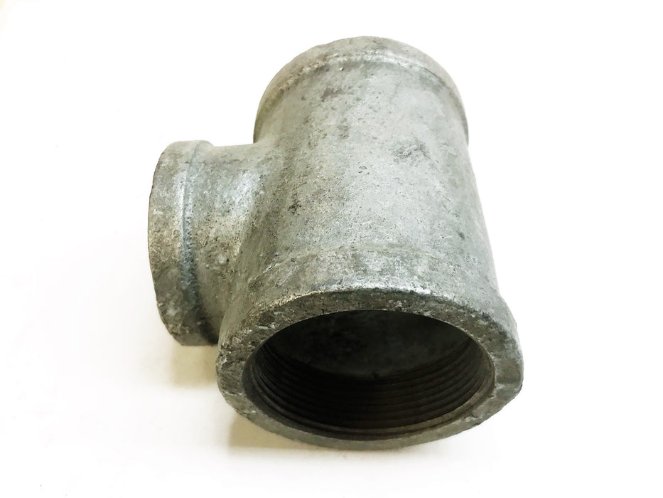 Galvanized Malleable Iron 2" Female x 1-1/2" Female x 2" Female Reducer Tee NOS