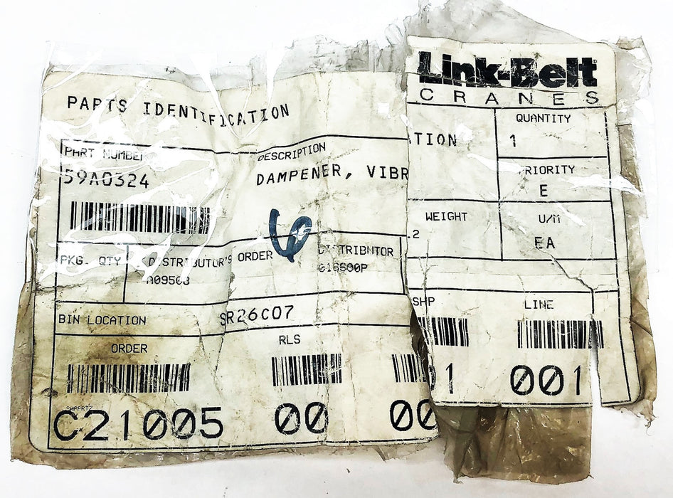 Link-Belt Cranes Vibration Damper 59A0324 NOS