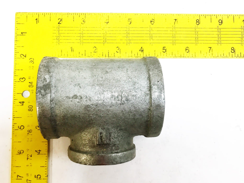 Galvanized Malleable Iron 2" Female x 1-1/2" Female x 2" Female Reducer Tee NOS