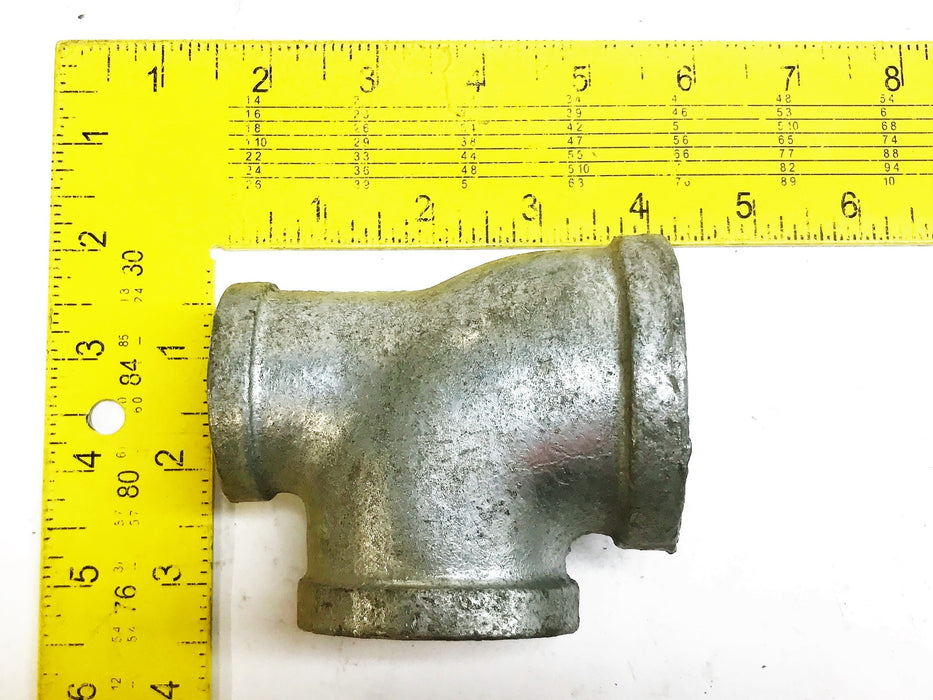 Galvanized Malleable Iron 1-1/2" Female x 1-1/4" Female x 1" Female Tee NOS