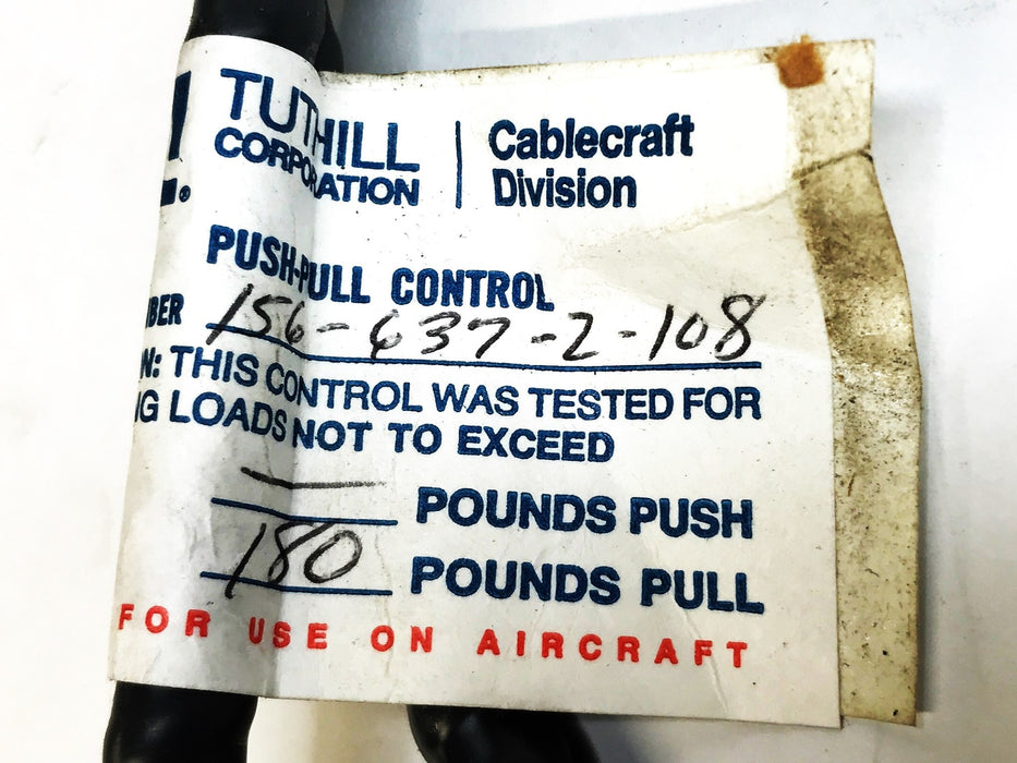 Tuthill Corporation Push/Pull Throttle Cable 156-637-2-108 NOS