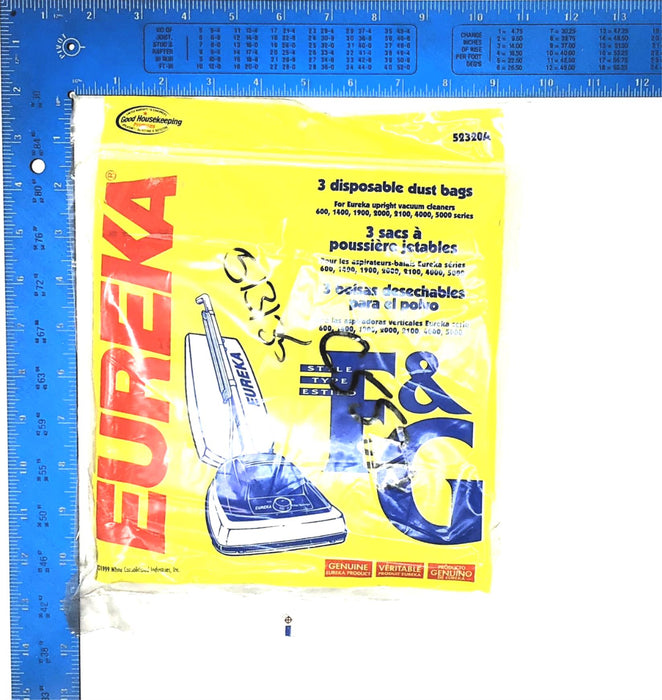 Eureka Pack of (3) Disposable Dust Bags 27160B (52320A) [Lot of 4] NOS