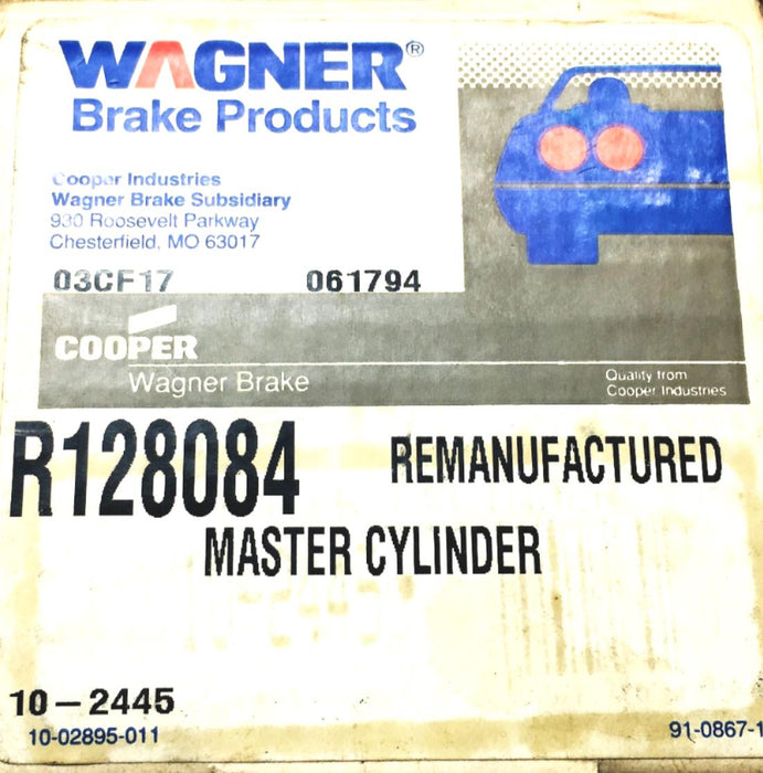 Wagner Brake Master Cylinder R128084 REMANUFACTURED