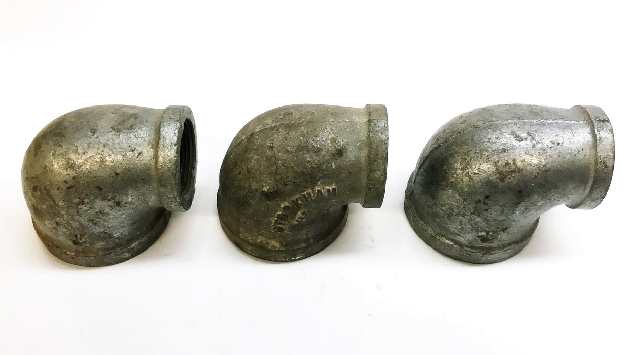 Galvanized 2" Female x 1-1/4" Female 90 Degree Reducing Elbow [Lot of 3] NOS