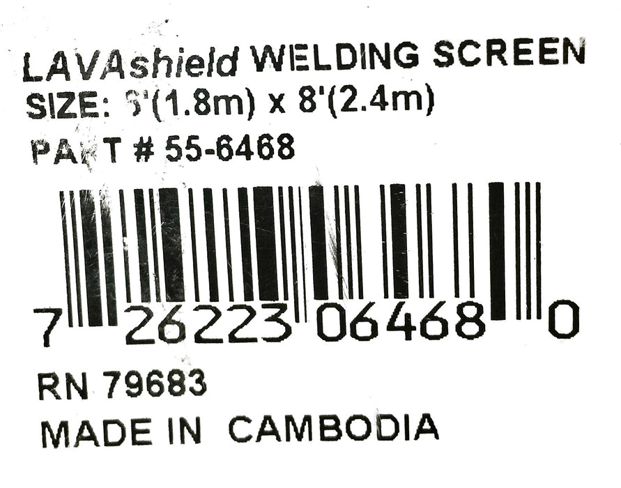 Weldas LAVAshield 6' X 8' (1.8m X 2.4m) Welding Screen 55-6468 NOS