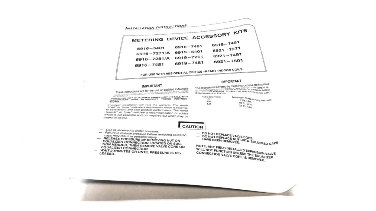 Evcon Industries TXV Kit With Sporlan Valve 6921-7501 NOS