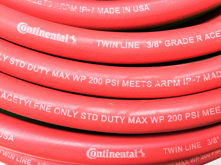 Continental 100' 3/8" Twin Line Welding Hose Grade R Acetylene Only NOS