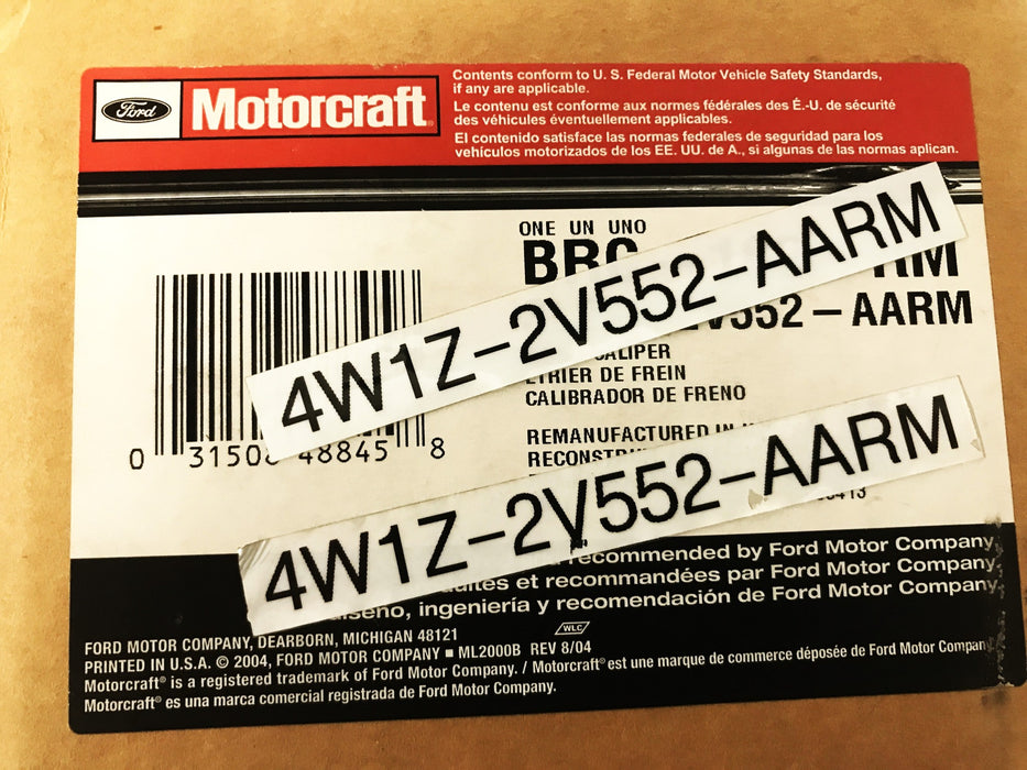 Motorcraft Ford Right Rear Disc Brake Caliper 4W1Z-2V552-AARM REMANUFACTURED