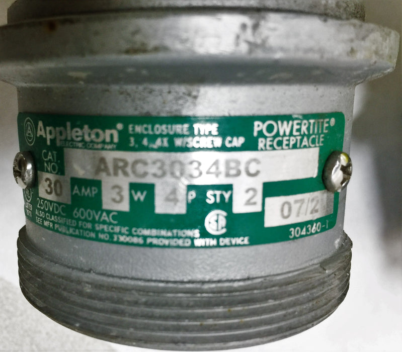 Eaton/Appleton Powertite 4-Pole 3-Wire Connector ARC3034BC (APJ6485) NOS