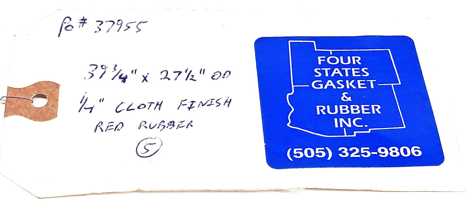 Four States Gasket And Rubber Inc Red Rubber Gasket 39-3/4X27-1/2 Inch OD NOS