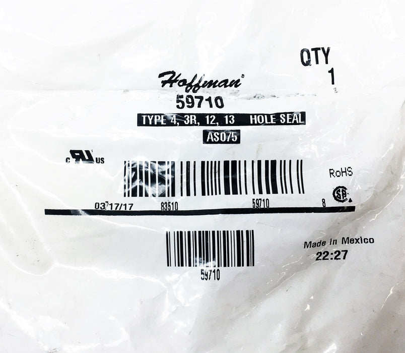 Hoffman Type 4 3R 12 13 AS075 Hole Seal 59710 [Lot of 2] NOS
