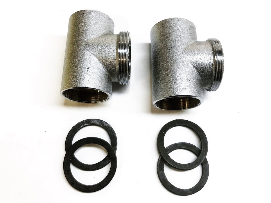 Unbranded 1-1/4" Female x 1-1/4 Female x 1-1/2" Male Steel Tee [Lot of 2] NOS