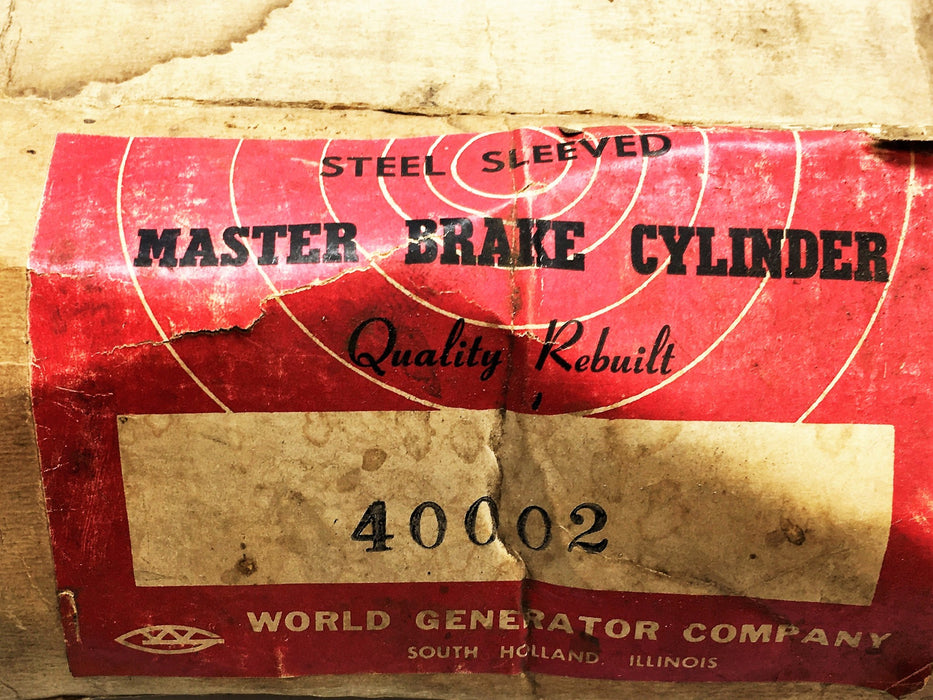 World Generator CO Brake Master Cylinder 40002 NOS