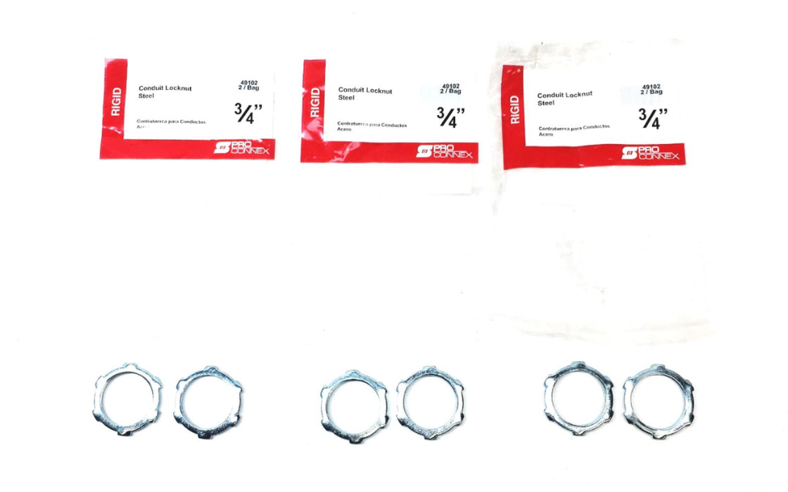 Pro Connex Rigid 2 Piece Set 3/4 Inch Steel Conduit Locknut 49102 [Lot of 3] NOS