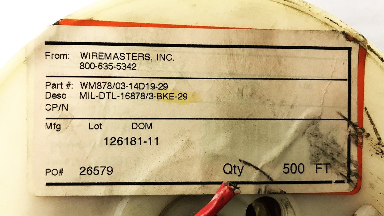 Wire Masters Hookup/Lead Wire, Roll of 500 Feet, WPH-1419-29 NOS