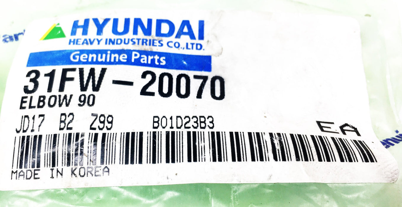 Hyundai 90 Degree JD17 B2 Z99 B01D23B3 Elbow 31FW-20070 NOS