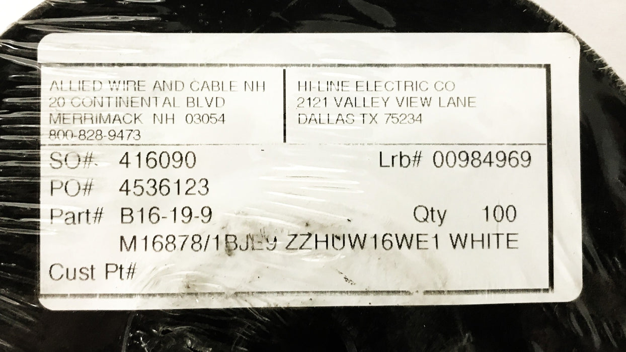 Hi-Line Electric Hookup/Lead Wire, Roll of 100 Feet, B16-19-9 [Lot of 2] NOS