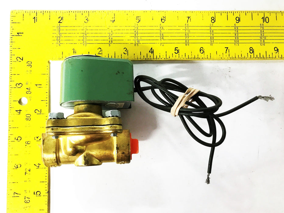 Asco 12 Volt Brass Solenoid Valve, Normally Closed, 1/2" Pipe Size 8210B2 USED