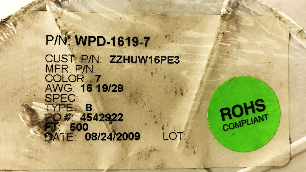 Hi-Line Electric Hookup/Lead Wire, Roll of 500 Feet, WPD-1619-7 NOS