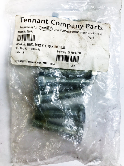 Tennant OEM Hex Screw (M12 x 1.75 x 50) 06971 [Lot of 8] NOS