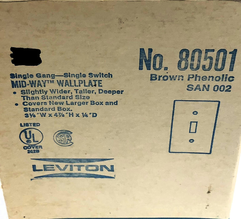 Leviton Brown Single Gang Single Switch Wallplate 80501 [Lot of 5] NOS