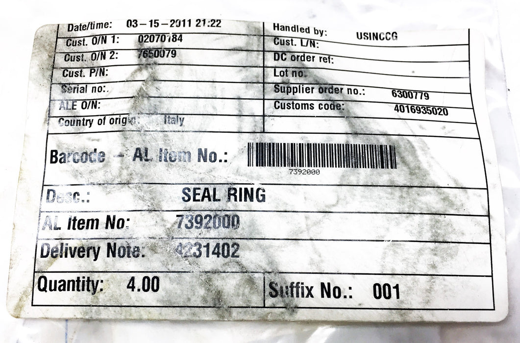 Alfa Laval Seal Ring 7392000 [Lot of 4] NOS