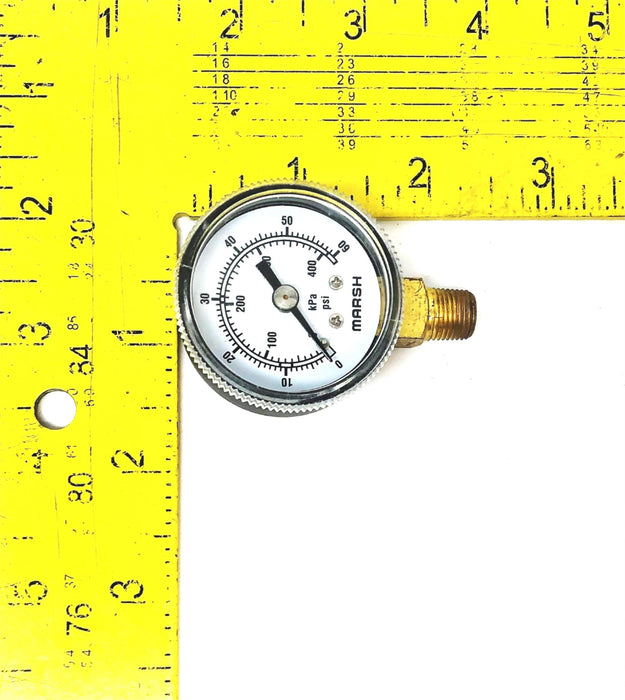 Marsh/Bellofram 1.5IN STD 1/8IN NPT 0/60 PSI & KPA Pressure Gauge J0446 NOS