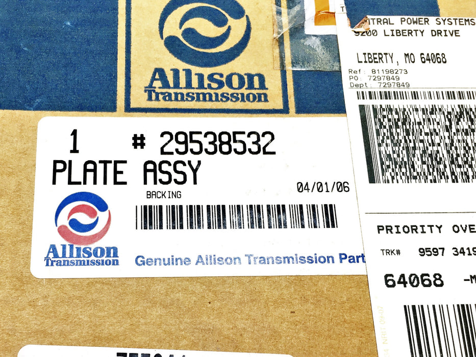 Allison Plate Assembly Backing 29538532 NOS